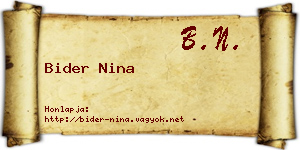 Bider Nina névjegykártya